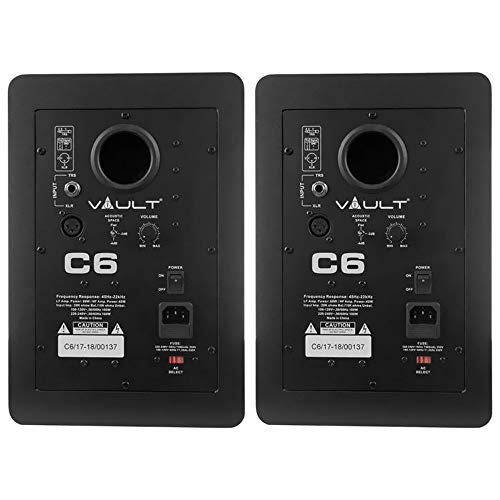 Image of VAULT C6 6-Inch Powered Studio Reference Monitors - Pair with Acoustic Foam Pads