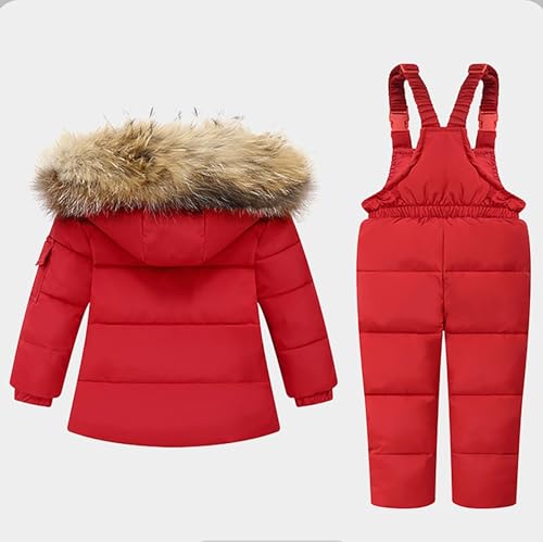 Kids Snowsuit Toddler Winter Hooded Furry Down Boys Girls Jacket Coat and Ski Bib Pants Warm Fashion Outwear3