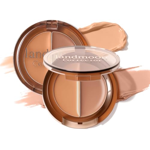 Two-Tone Cream Concealer & Color Corrector Duo – Full Coverage Under Eye Concealer for Dark Circles, Redness, Blemishes & Uneven Skin Tone – Long-Lasting, Blendable Formula(03 Wheat Color)