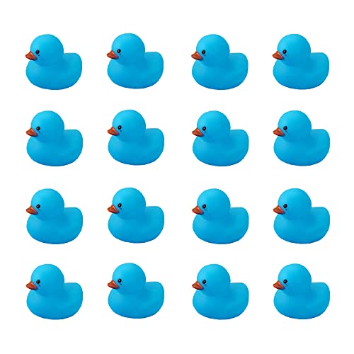 Bath Duck Toys 16 PCS Blue Mini Rubber Ducks Squeak and Float Duckies Baby Shower Toy Party Decoration for Toddlers Boys Girls