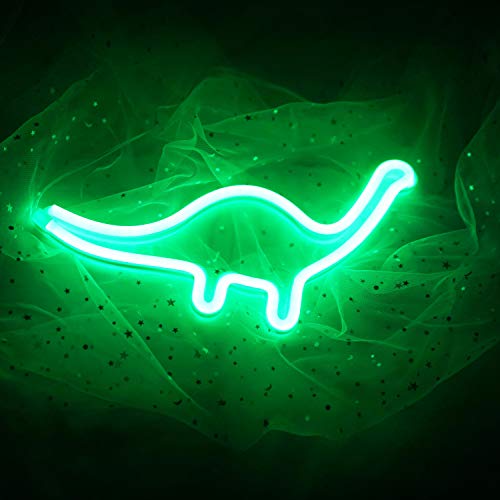 Image of Dinosaur Neon Sign Night Light, LoveNite USB & Battery Operated Glowing Neon Decorative Green Color LED Light Wall Decor for Room Party Bar Decorations (DinosaurA)