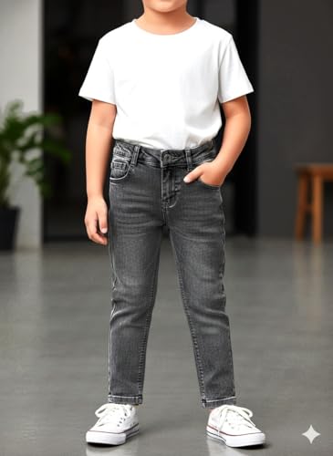 Image of A.T.U.N. (ALL THINGS UBER NICE) Boys Cotton Stretchable Straight Fit Denim Jeans | Soft Washed Mid Rise Comfort Jeans for Everyday Wear | Durable Stylish Casual Bottom Wear