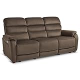 MCombo 87.2'' Wall Hugger Power Recliner Sofa with Drop Down Table, Reclining Sofa with Adjustable Headrest, USB A&C Charge Ports, Reading Lamp, for Living Room, RVs (Fabric, ST258M3) (Coffee)