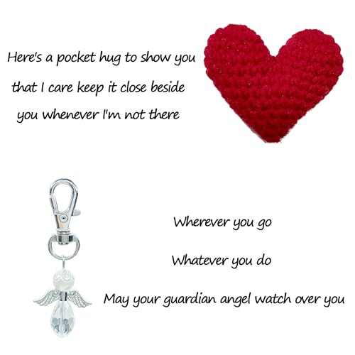MKISHINE Little Pocket Hug Crocheted Heart Small Gift, Pocket Hug Crochet Heart with Sympathy Card, Handmade Cute Crocheted Pocket Hug Token, Inspirational Pocket Hug Gift3