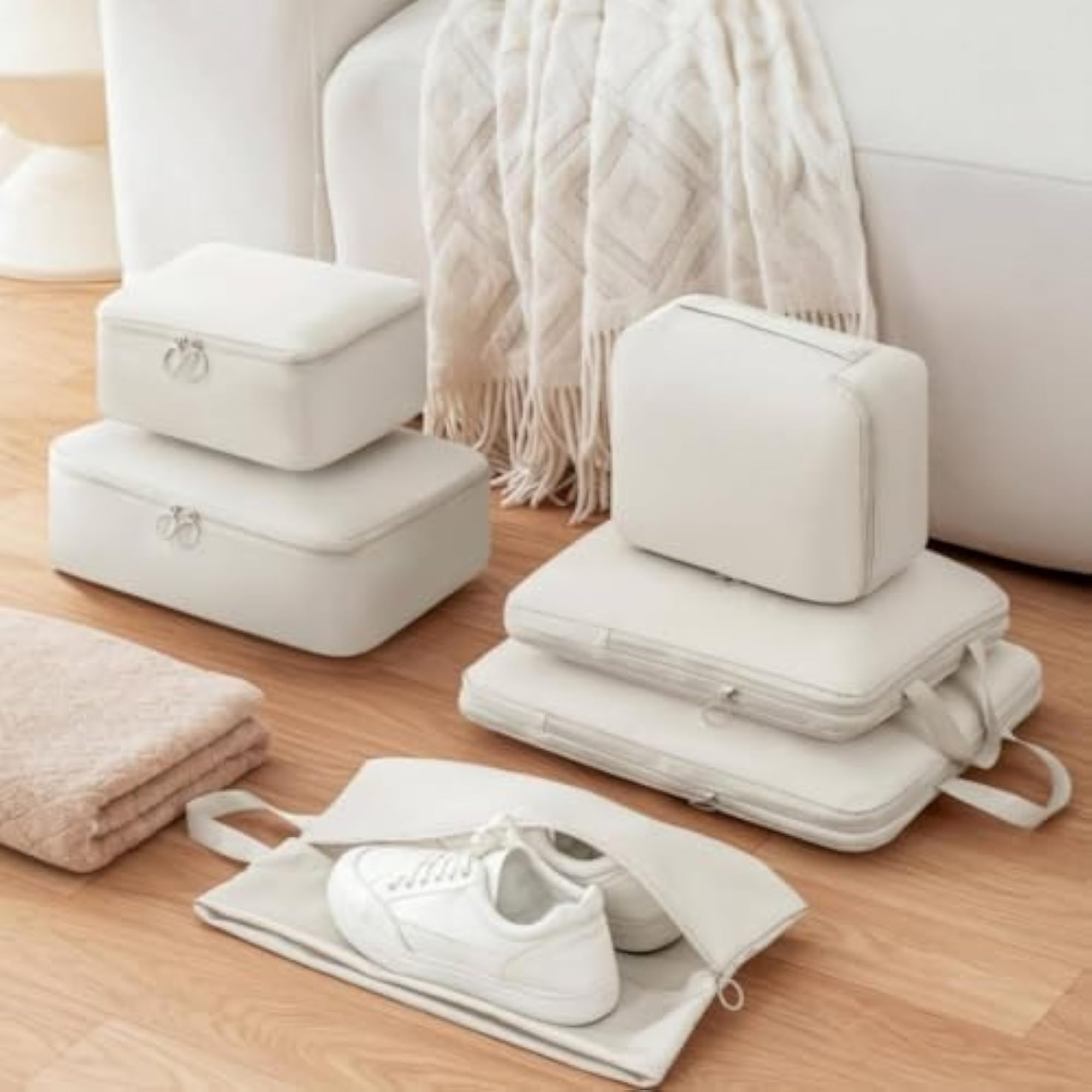 3-Piece Travel Organizer Bags Set, Pink