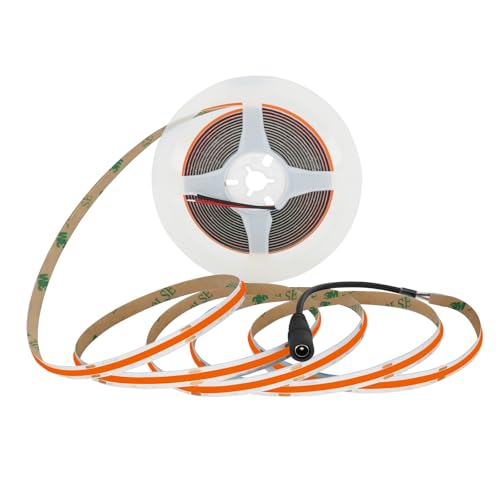 MALIIGAZA COB LED Strip 5 m (12V) 480 LED/m rose, ruban LED COB décoratif flexible autocollant, bande LED design intérieur (sans alimentation & contrôleur)