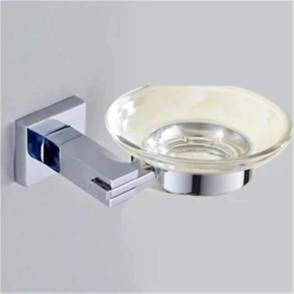 Stainless Steel Bathroom Hardware Set Chrome Polished Toothbrush Holder Paper Holder Towel Bar Bathroom Accessories Square Shape(Soap dish)