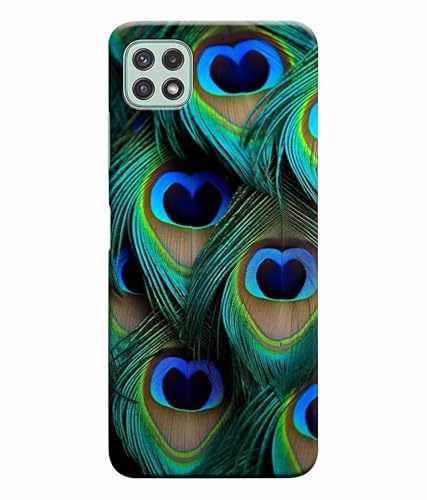 Image of Printed Hard Back Case Cover & Compatible for Samsung Galaxy A22 5G | Peacock Feather (Multicolor) - D1184