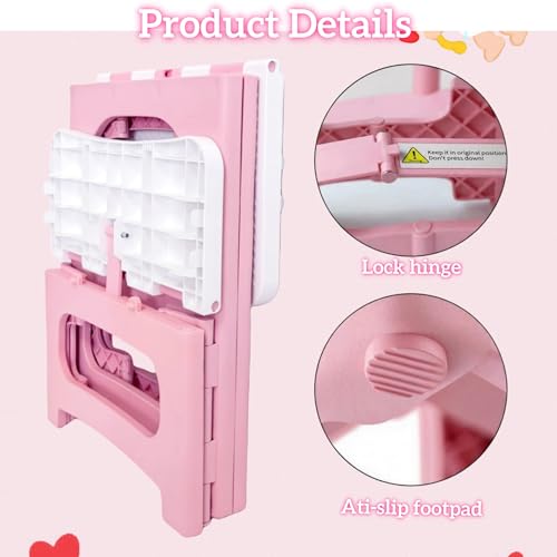 Image of 2 Step Stool Foldable, Non-Slip Steps, Folding Step Stool for Adults, Plastic Stool Pool Ladder, Collapsible Stools 2 Step Ladder for Kitchen Toilet Bedroom Office RV, Holds 330 lbs