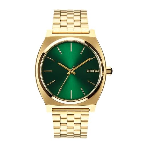 Nixon Time Teller A0451919-00. Gold and Green Women’s Watch (37mm. Gold Metal Band/Green Sunray Watch Face)