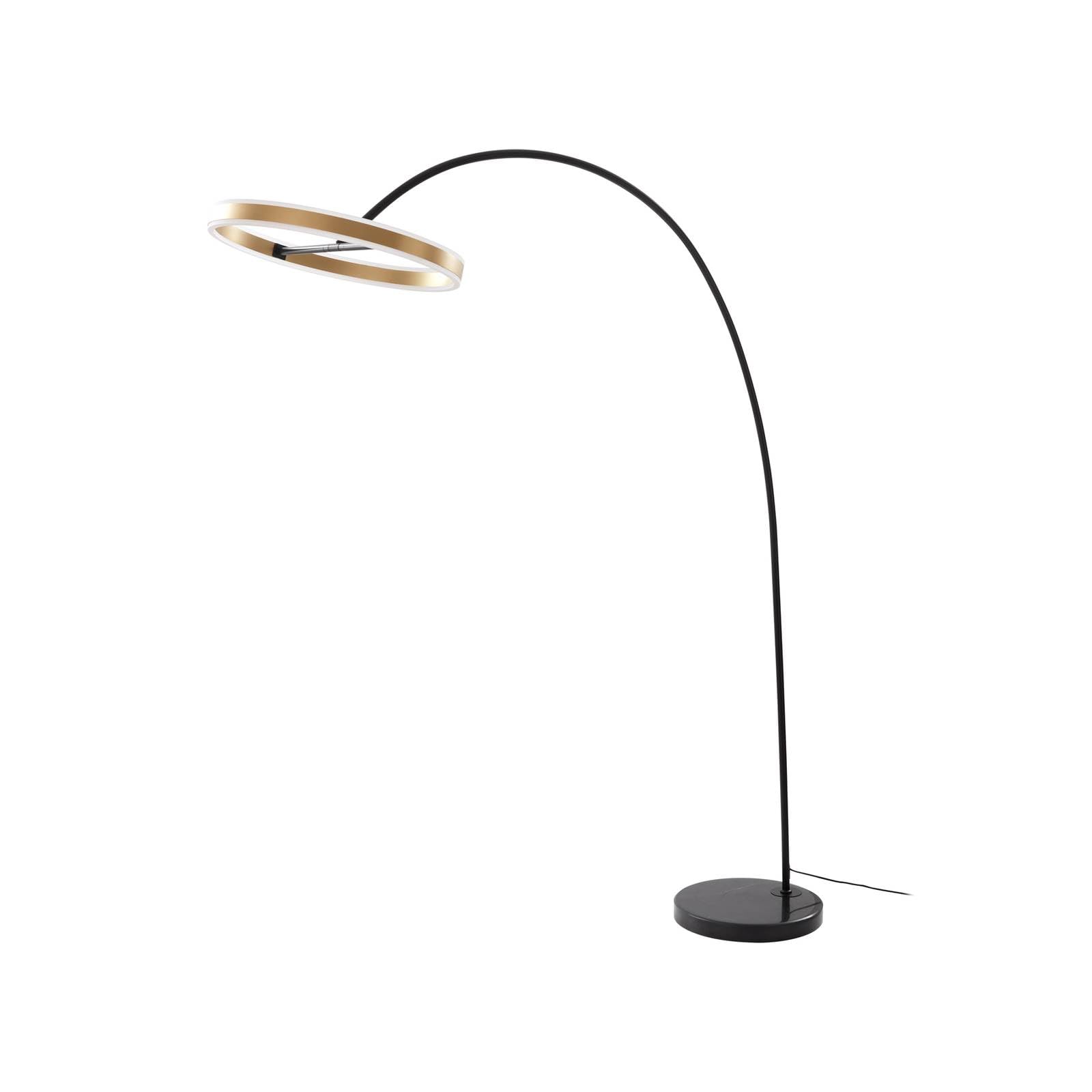 Lucande Black, Brass Led Arc Lamp Yekta, Brass-Coloured, 183 Cm, Dimmable