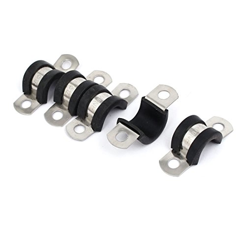 Aexit 12mm Dia Clamps EPDM Rubber Lined U Shaped Pipe Tube Wire Clamps Strap Clamps Clips 5pcs