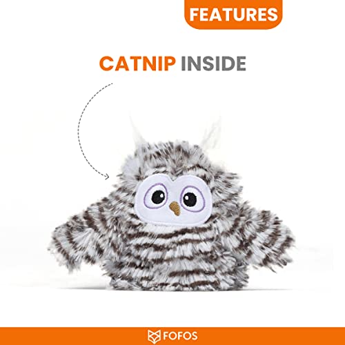 Image of BarkButler x FOFOS Flapping Owl Interactive Cat Toy - Cat Toys Interactive, Flappy Bird Cat Toy with Catnip - Grey