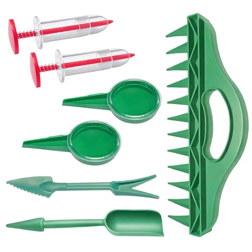 7PCS Mini Handheld Seed Spreader Set with Adjustable Speeds and