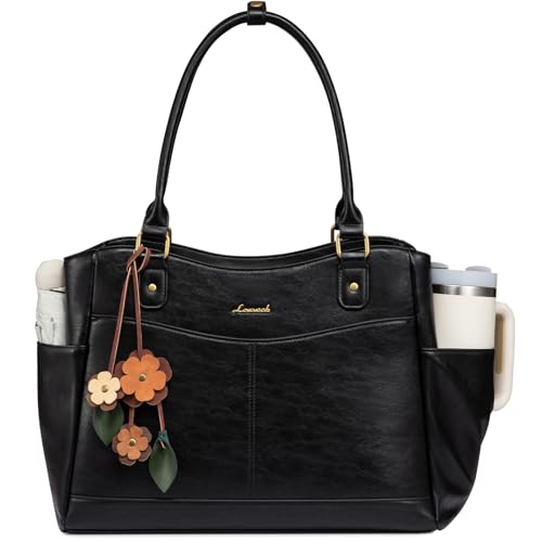 Image of LOVEVOOK Laptop Bag for Women, Original Vintage Work Tote Bag Computer Office Teacher Bag with Flower Pendant