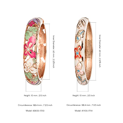 UJOY Fashion Cloisonne Bangle Jewelry Hollowed Handmade Butterfly Enamel Gifts Cuff Open Bracelet Bangles for Women Gilrs 88A09 white - Image 5