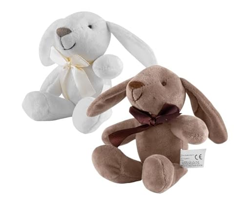 Paar Plüschtiere, 2 Stück, weich, weiß und braun, mit Latium, aus Polyester, 20 cm, Gewicht 40 g, Plüschtier für alle Altersgruppen Cover