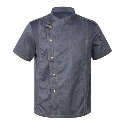 Freebily Giacca Cuoco Uomo e Donna Unisex con Bottoni Giacca da Cuoco Ristorante Divisa da Cuoco a Maniche Corte Abbigliamento da Lavoro in Cucina Mensa Grigio M