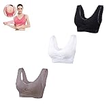 QQLADY Tlopa Turmalin formender drahtloser Seiden-BH, vorne gekreuzte seitliche Schnalle, Spitze, stahlloser Sport-BH