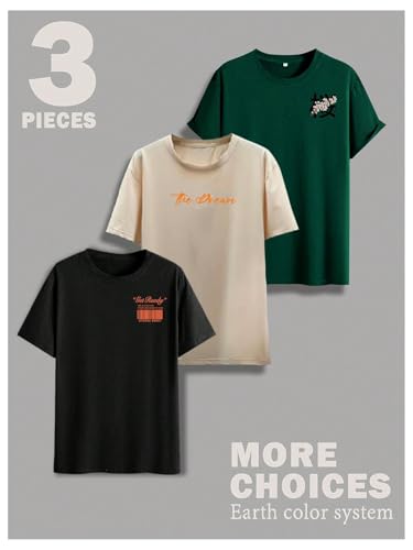 GORGLITTER Men's 3 Pack Vintage Graphic Tee Shirt Short Sleeve Crew Neck Casual Streetwear T-Shirts2