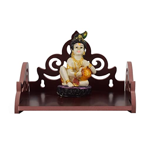 Image of Lyrics Creation Art and Craft Wooden Beautiful Plywood Mandir Pooja Room Home Decor Office OR Home Temple Wall Hanging Product (Dark Brown)