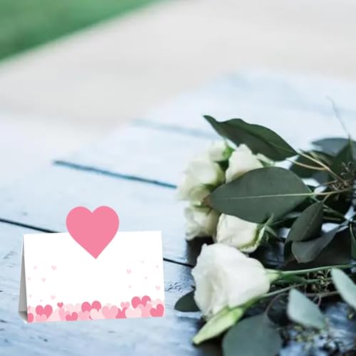 Pacote com 100 cartões de dia dos namorados 5 × 9 cm cartões de nome para assento de coração, cartõe