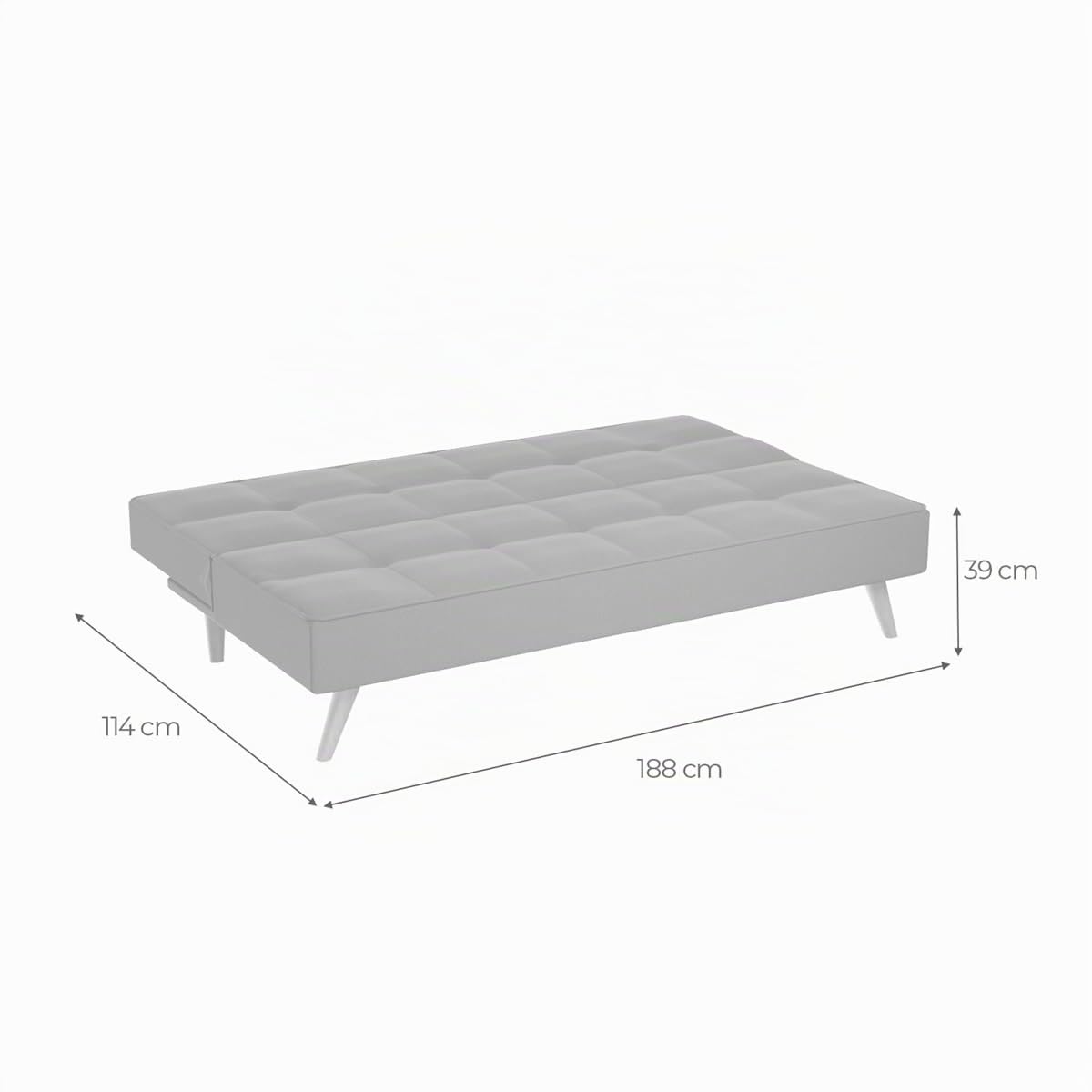 mattfy - Sofá Cama Clic Clac Tipo Libro de 3 Plazas Modelo Tiber, Diseño Moderno, Práctico y Funcional, Gris