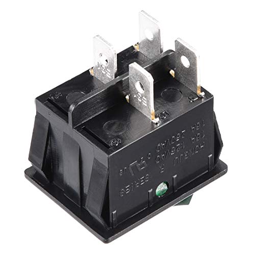 Uxcell 2Pcs Ac 16A/125V 16A/250V Dpst 4P 2 Positions I/O Green Light On Off Button Boat Toggle Light Rocker Switch #TOP2