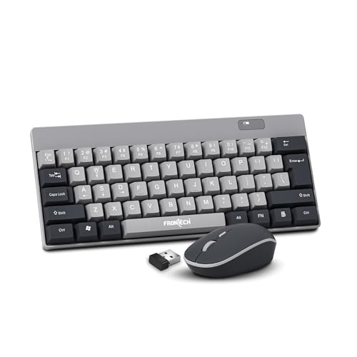 Image of Frontech 61-Key Ultra-Compact Wireless Rechargeable Keyboard & Mouse Combo - 2.4 GHz Nano Receiver, 1600 DPI Precision, Plug-and-Play (KB-0032)