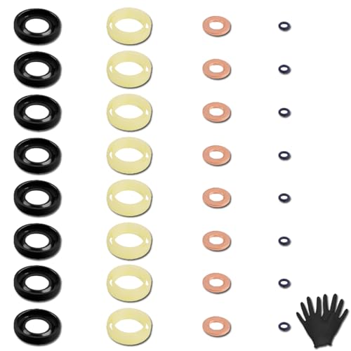 ZAMDOE 1318562 Diesel Injector Seals Kit for Ford C-Max Fiesta Mk5 Mk6 Focus C-Max Mk2 Fusion for Peugeot 207 307 407 for Citroen Berlingo C30 S40 S80 Diesel Injector Gasket O-Ring Washer Set 1317370