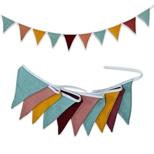 Dhswnng Wimpelkette Baumwolle Stoff Girlande 2.36m