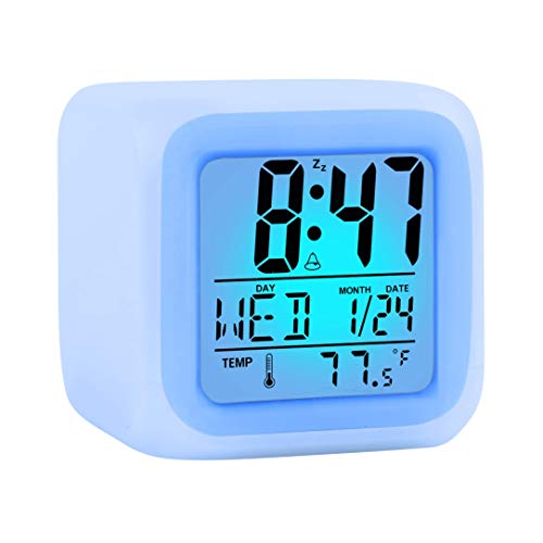 ZALIK KIDS ALARM CLOCK 용 스터퍼 스타킹 쉬운 설정 디지털 여행 대형 디스플레이 시간날짜알람 스누즈 용