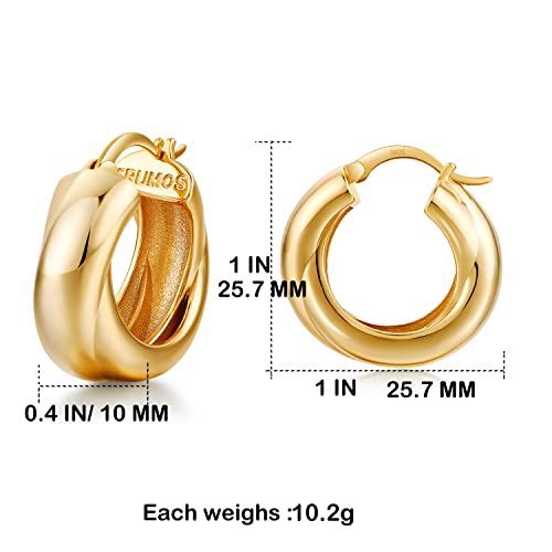 Image of FRUMOS 18K Gold Plated Chunky Hoop Earrings for Women Fashion Thick Gold Hoops Set Jewelry for Birthday Christmas Gifts