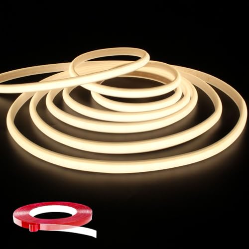 Q.Laomi Ruban LED COB 220V, 2M Bandeaux LED Flexible DIY Bande Lumineuse IP65 Étanche Bande LED 4000K, 2M, Blanc Naturel