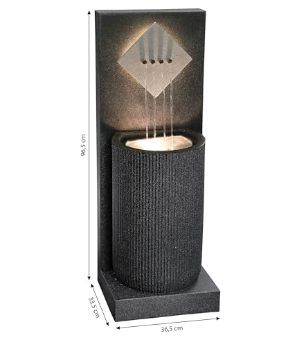 Dehner Gartenbrunnen Triton, Terassenbrunnen frostbeständig, Brunnen für Außen, mit LED Beleuchtung, ca. 96.5 x 36.5 x 33.5 cm, Polyethylen, schwarz