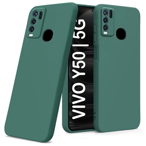 Image of TRUEUPGRADE Liquid Silicone Designed Back Case Cover for Vivo Y50 | Microfiber Inside, Full Protection | Bumper Back Cover Case for Vivo Y50 Green