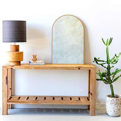 Sower & Seed Gold Arched Mirror 33" X 21" Inches - Perfect For Gold Dresser Mirror, Entryway, Brass Mirror - Gold Arched Wall Mirror #TOP5