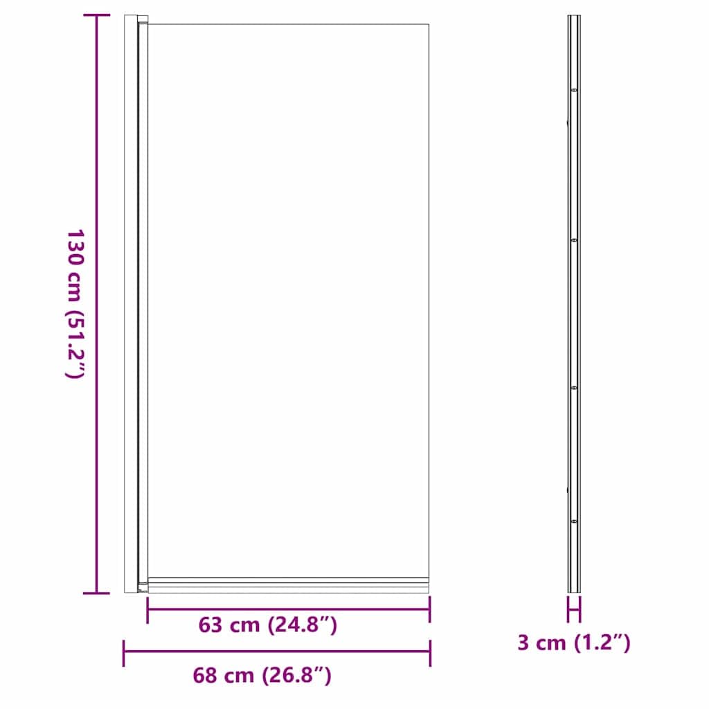 Mampara de ducha de cristal templado negro de 60 x 130 cm de ancho ajustable, giratoria, plegable, resistente a salpicaduras, para baño y renovación sanitaria