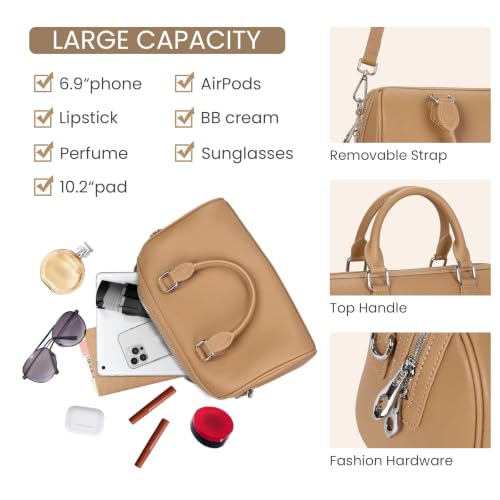 Image of HESHE Leather Top Handle Bags for Women Leather Purses Tote Bag Satchel Handbags Shoulder Bag Designer Crossbody Bags
