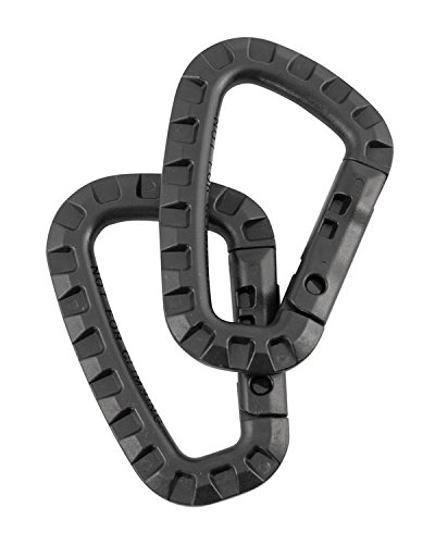 2 x Black ABS Tactical Military Army Carabiner Clip Keyring by Hunting and Military Store