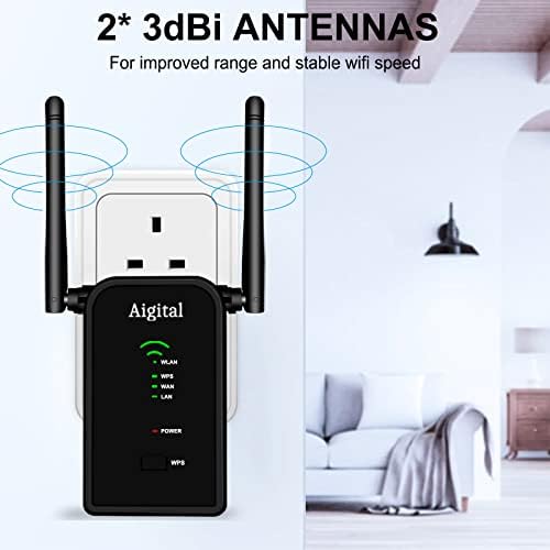 Universal WiFi Range Extender 300Mbps 2.4GHz, Broadband/Wi-Fi Extender, Coverage up to 1200 Sq.ft, Wi-Fi Internet Booster with Ethernet PortS, External Antennas,