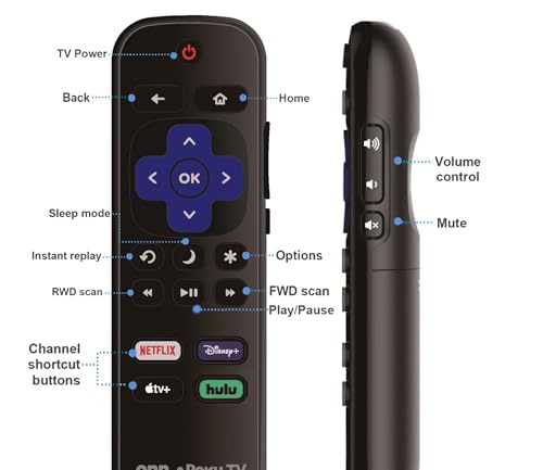 Image of Replacement Remote Control Compatible with All ONN. Roku Smart 4K Ultra TVs 【Only Works with Onn. Roku TV, Not for Stick and Box】 (Netflix /Disney Plus /Apple TV+ / Hulu)