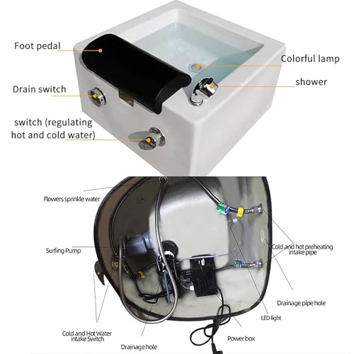 Lavabo para pedicura blanco QIANG para spa y masaje miniatura 7