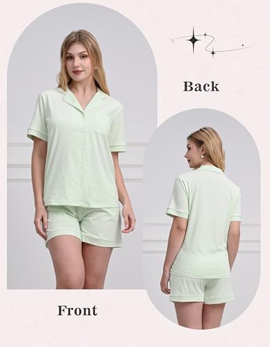 Image of NAP BOUND 100% Cotton Pajamas for Women Sets 2 Pieces Pjs Button short sleeves with Pockets Soft Sleepwear Loungewear XS-XXL