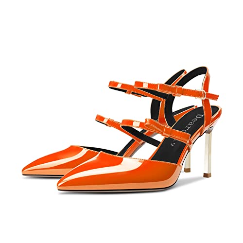 DearOnly Women High Stiletto Heel Pointed Toe Sandals Slingback Buckle Wedding Cute 3.3 Inches Heels3