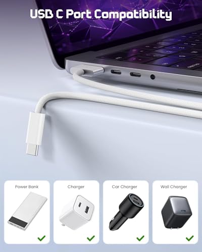 Image of USB C Charging Cable for 3, 140W Fast Charging Nylon Woven TYPE C to Cable Compatible with MacBook Air (15-inch, M2, 2023), MacBook Air 13-inch,Pro 14 /16-inch (MG-3 TO USB C Cable-2M)