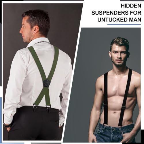 Image of Janmercy 2 Pcs X Back Hidden Suspenders for Men
