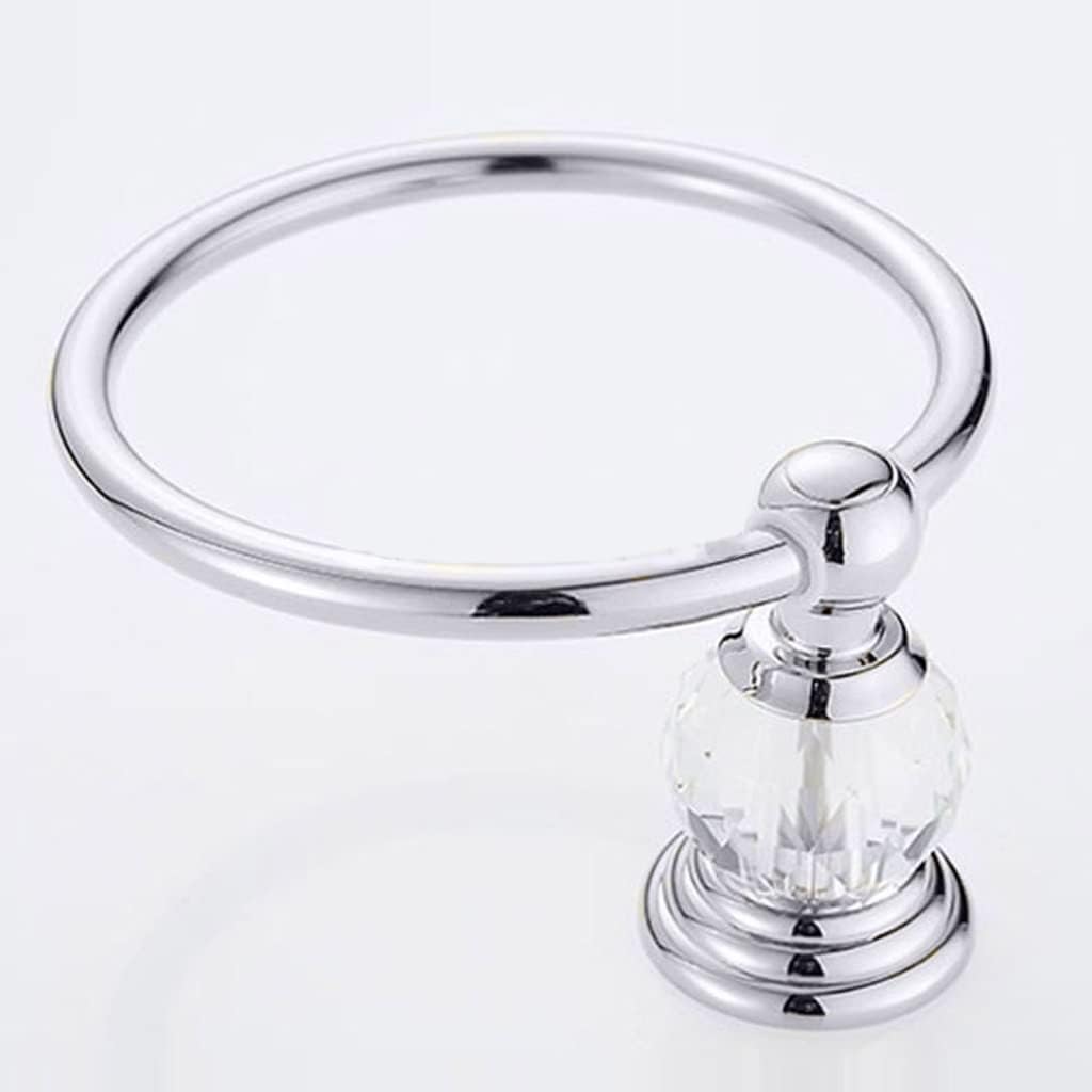 Luxury Crystal Towel Holder, Chrome Towel Ring, Round Wall Mounted Towel Rack Bar Holder, Classic Bathroom Accessories Bathroom