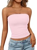 LILLUSORY Strapless Bandeau Tops for Women UK Backless Crop Boob Tube Vest Tank Sleeveless Going Out Summer Ladies Mature Y2k Cute Clothes Clubbing Party Sexy Capsule Wardrobe Clothing Pink M