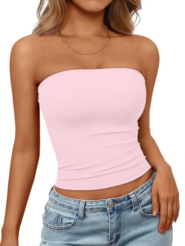 Trendy Queen Womens Strapless Tube Tops Basic Backless Sleeveless Bandeau
